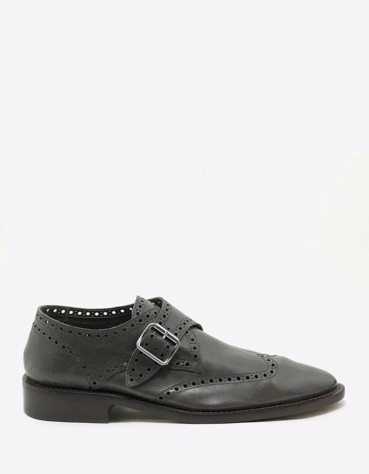 Vert Olive Monk Strap Leather Brogues