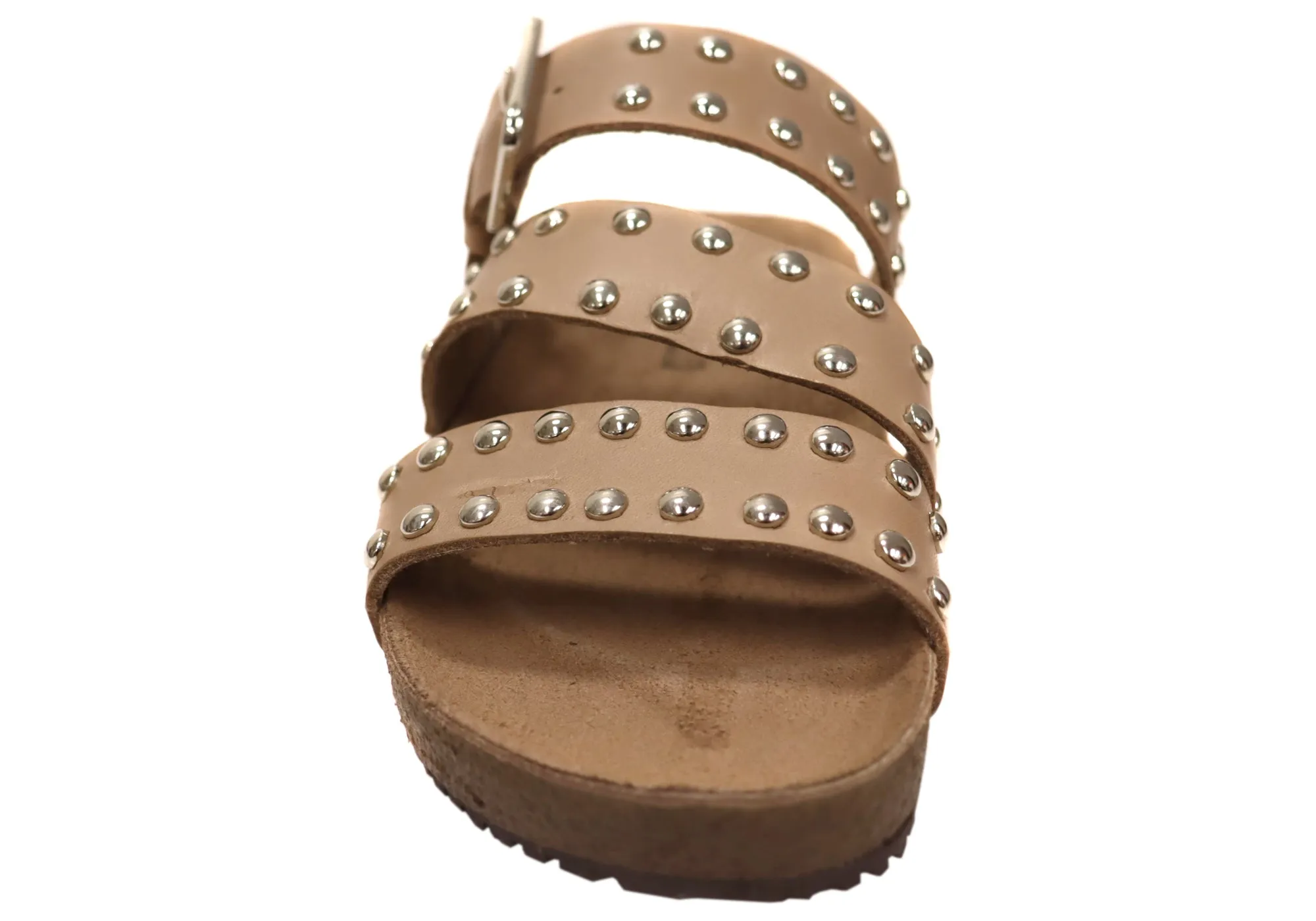 Via Paula Beth Womens Leather Comfort Slides Sandals Made in Brazil