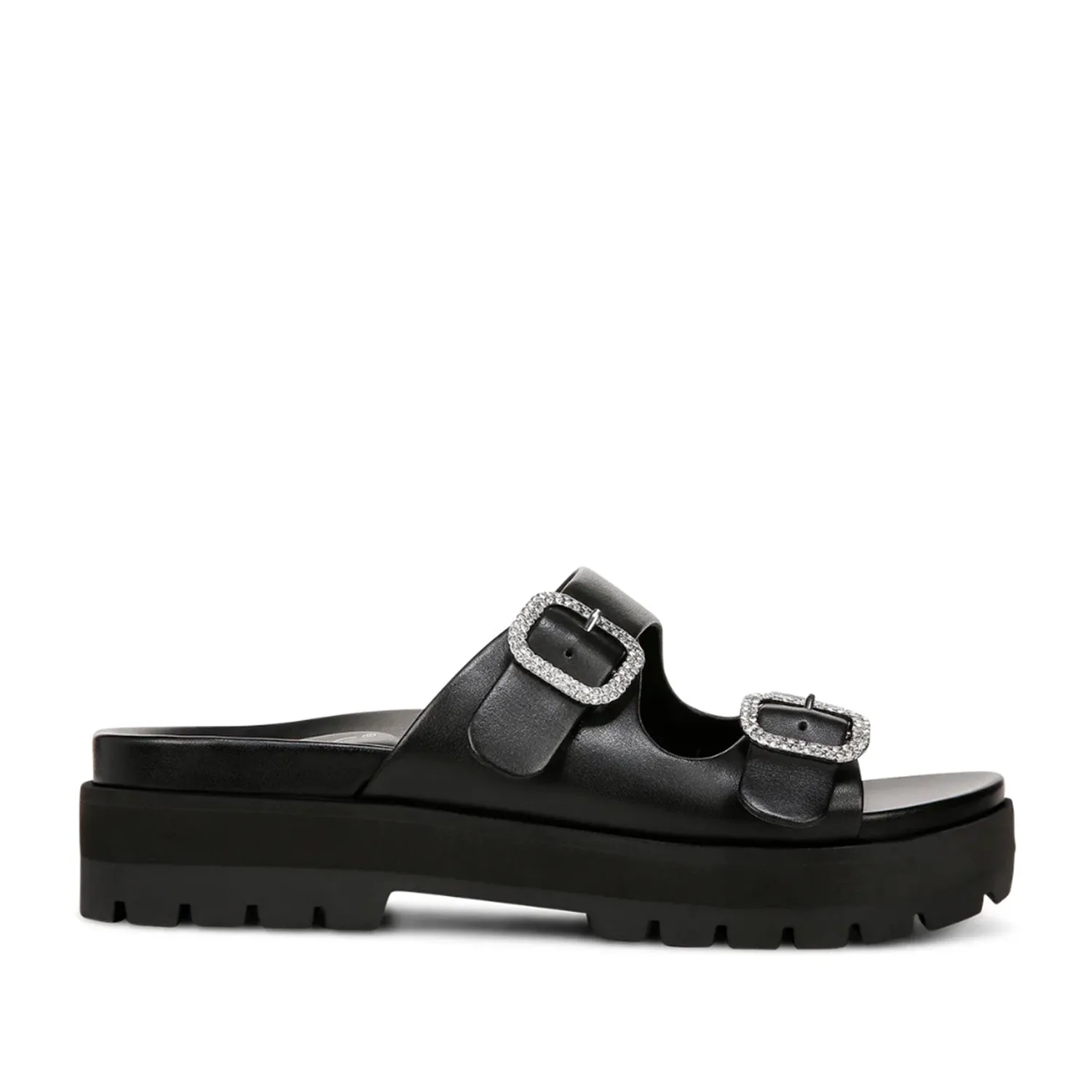 Vionic Capitola Lug Platform Sandal in Black Crystal