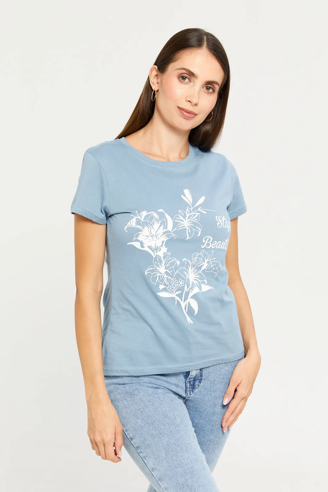 Women Blue Graphic T-Shirt