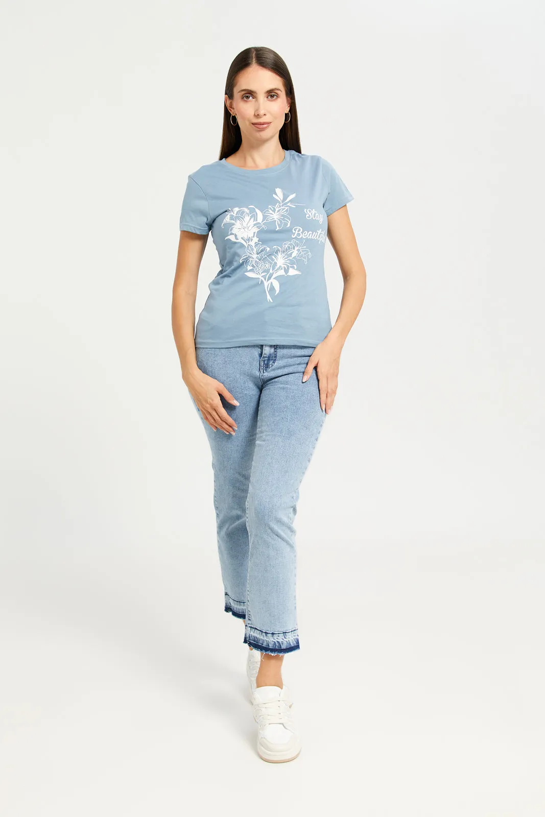 Women Blue Graphic T-Shirt