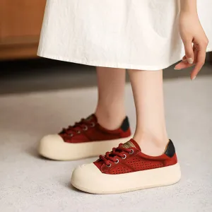 Women Fashion Casual Leather Breathable Shoes