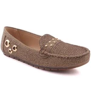 Women "NOLA" Sequins Adorned Penny Keeping Slip On Casual Round Side Detailed Moccasins