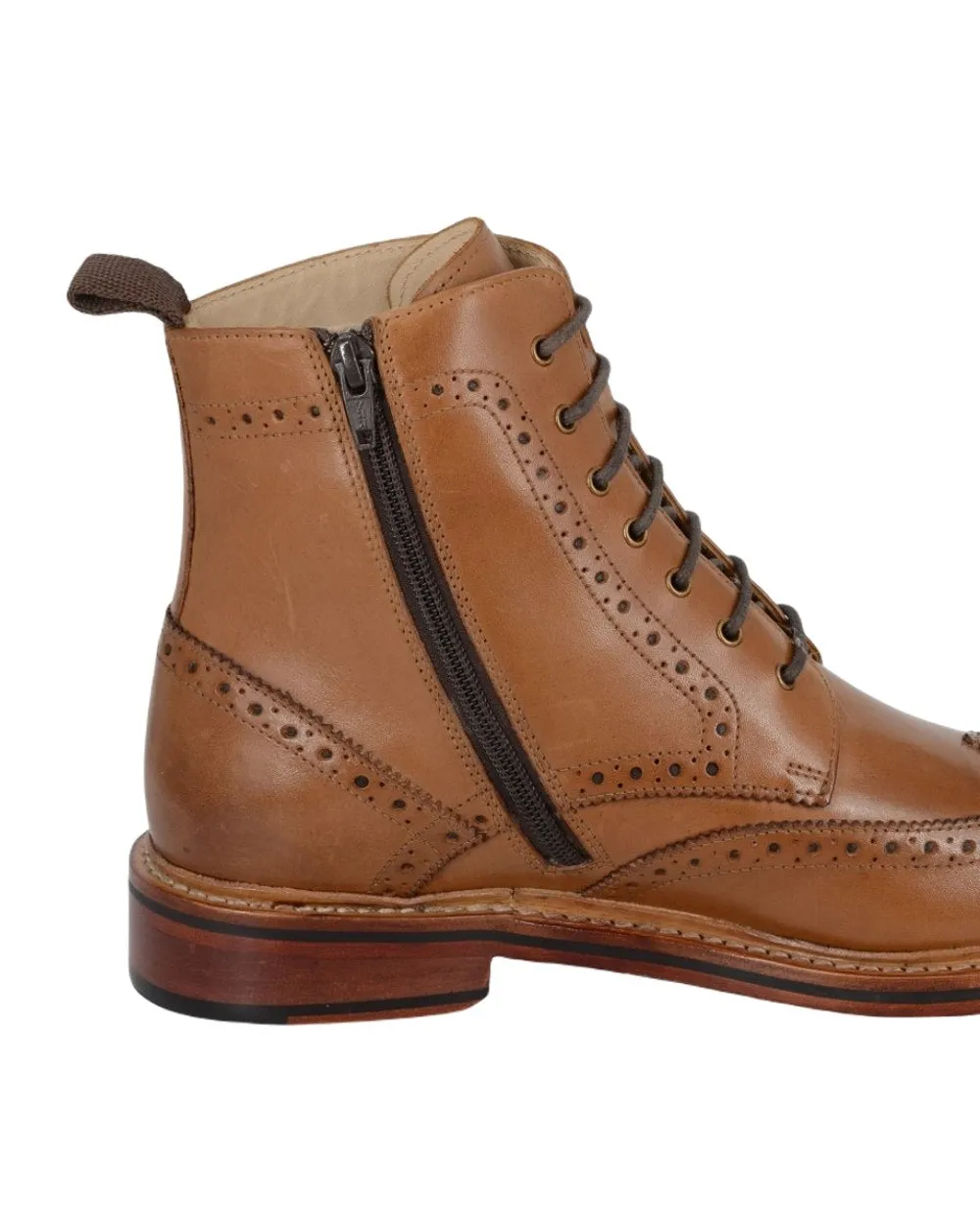 Woodland 7 Eyelet Brogue Zip Ankle Boots